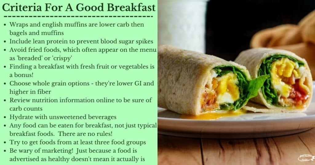 A list of criteria for crafting a good breakfast that is diabetes friendly