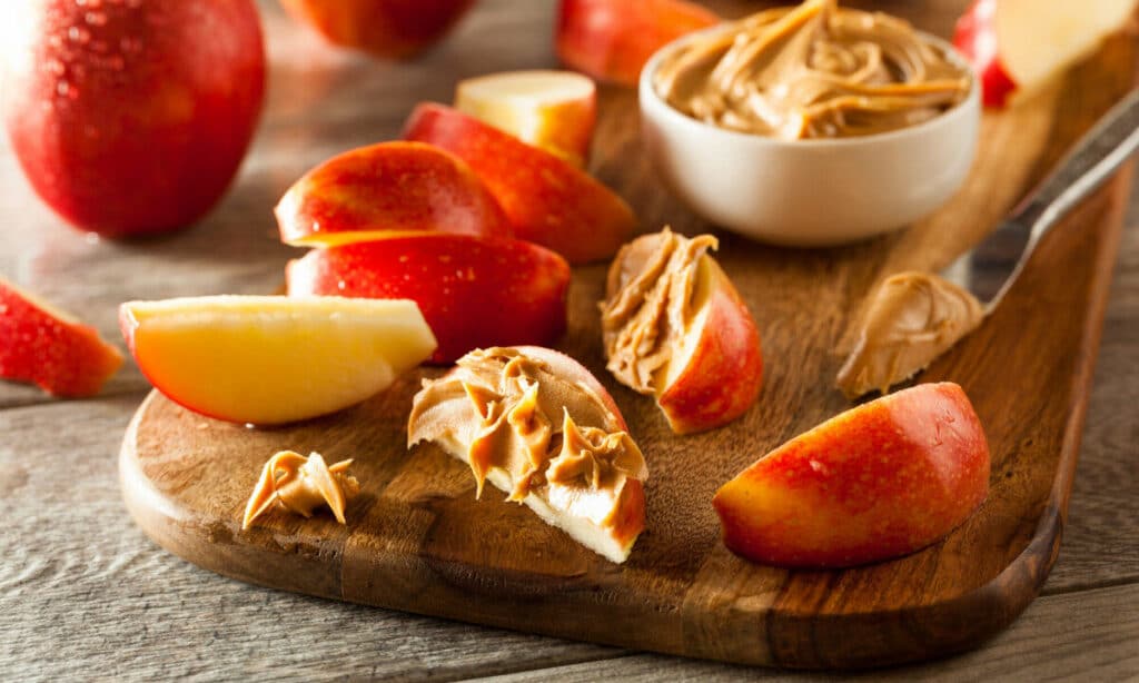 Apples and peanut butter to snack on